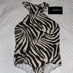 Zebra print body suit